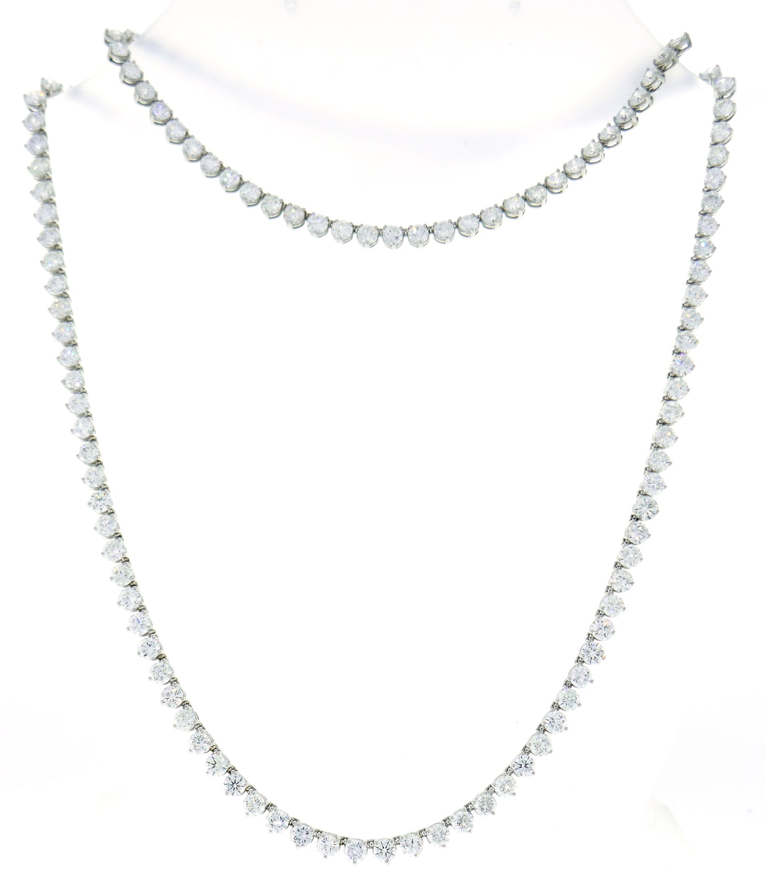 Diamond Platinum Tennis Riviere Necklace Opera Length