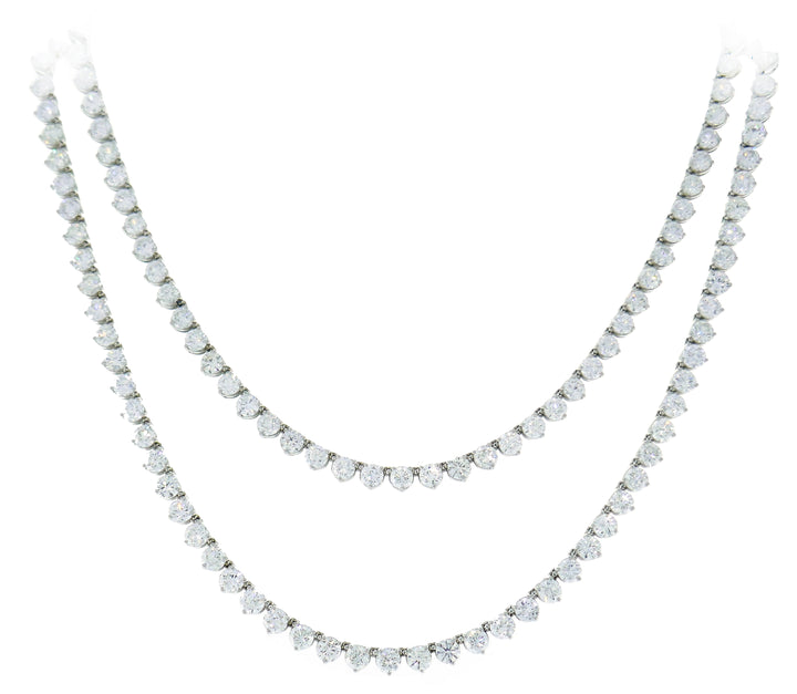 Diamond Platinum Tennis Riviere Necklace Opera Length