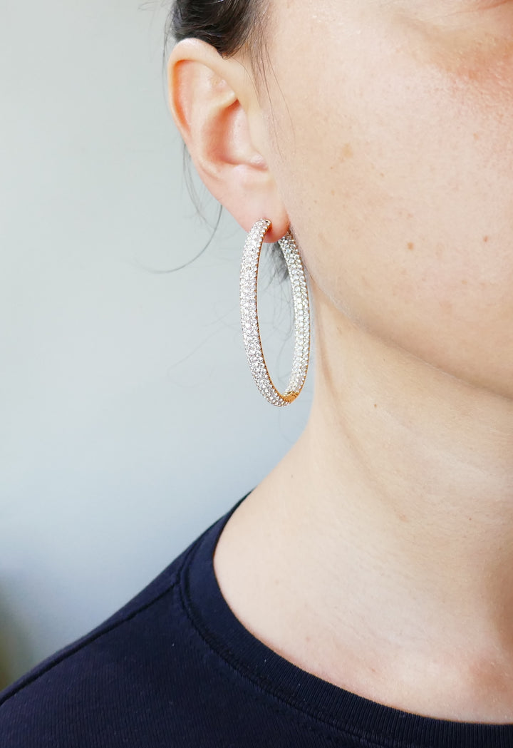 Diamond Rose Gold Hoop Earrings