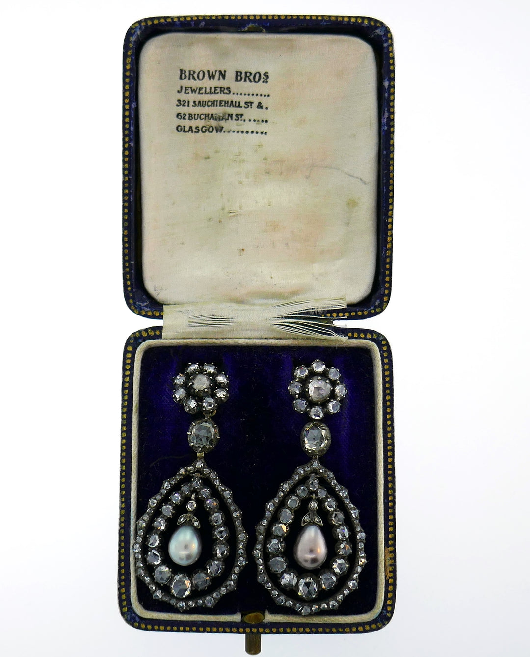 Victorian Pearl Diamond Earrings in Gold and Silver