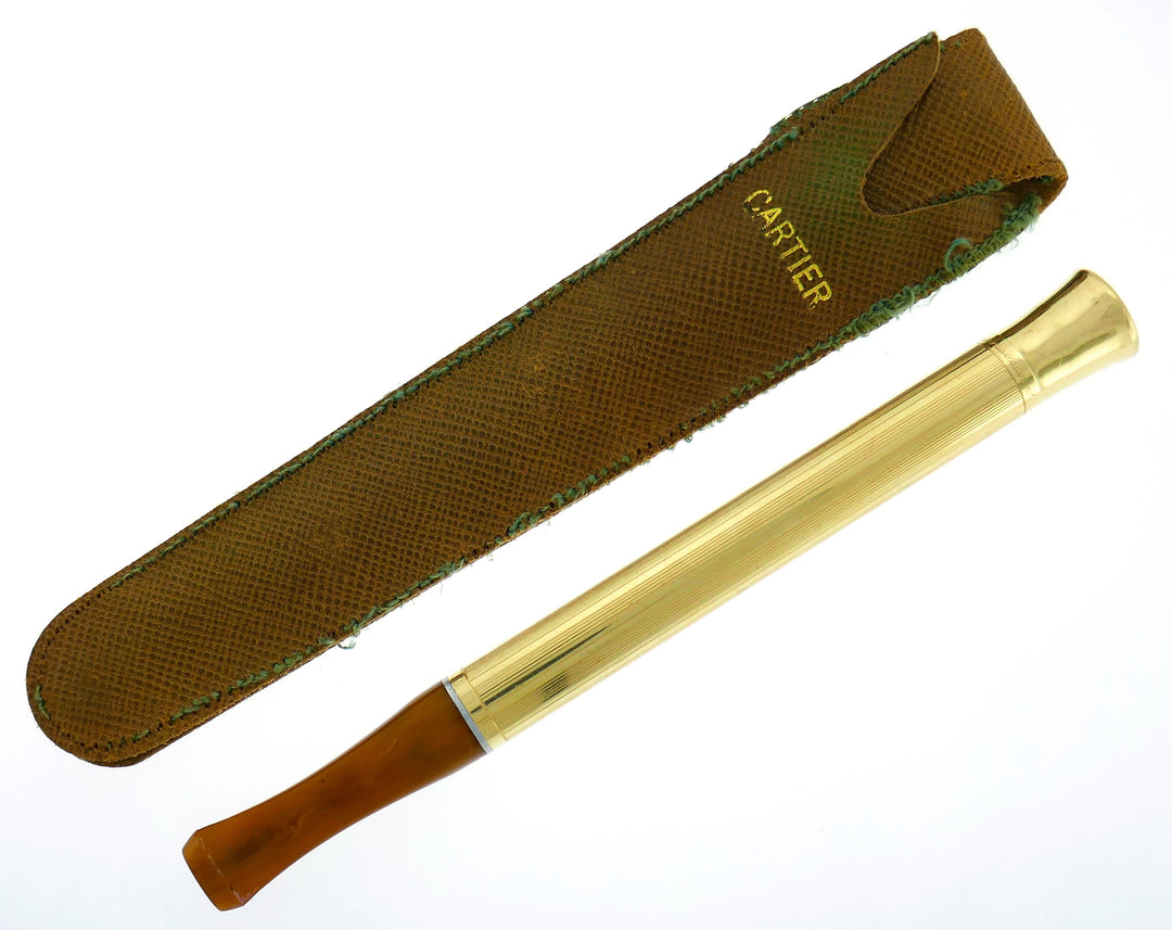 Vintage Cartier Cigarette Holder Yellow Gold Bakelite