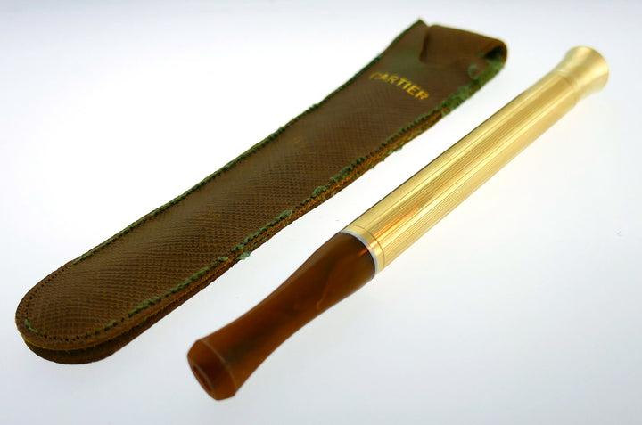 Vintage Cartier Cigarette Holder Yellow Gold Bakelite