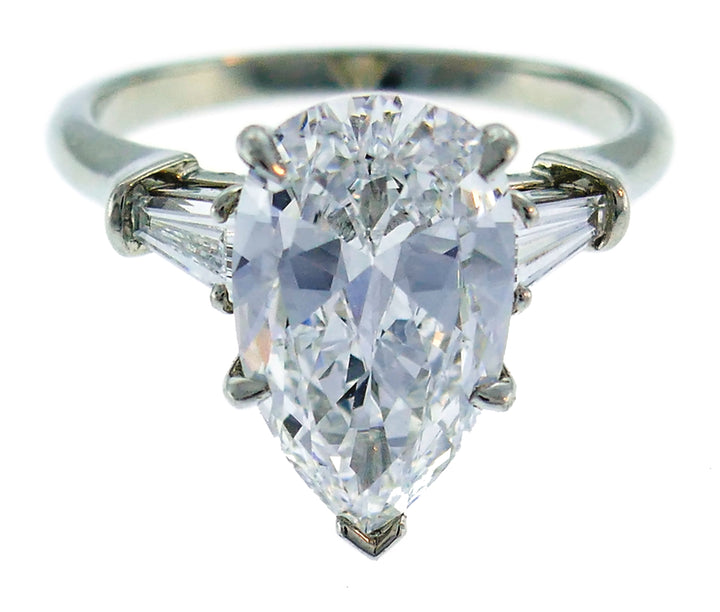 Harry Winston Diamond Platinum Ring 3.60-ct D VVS1 Pear GIA