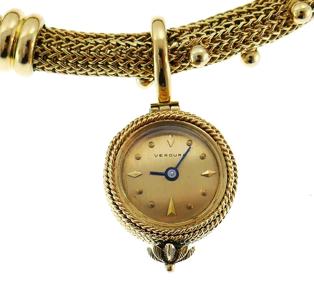 Verdura Yellow Gold Bracelet with Watch Pendant