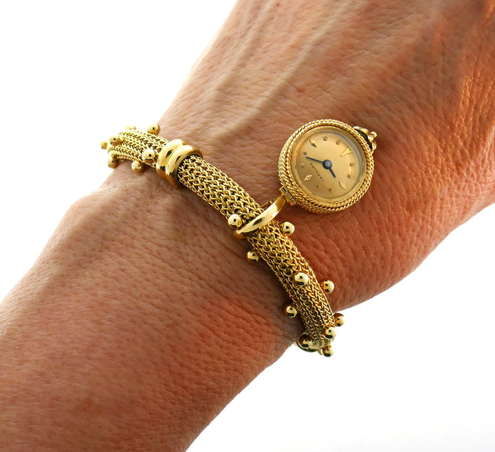 Verdura Yellow Gold Bracelet with Watch Pendant