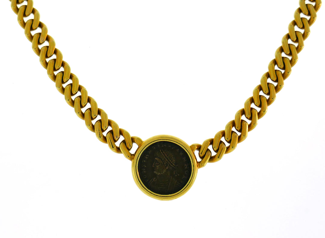 Bvlgari Monete Ancient Coin Pendant Chain Necklace Bulgari