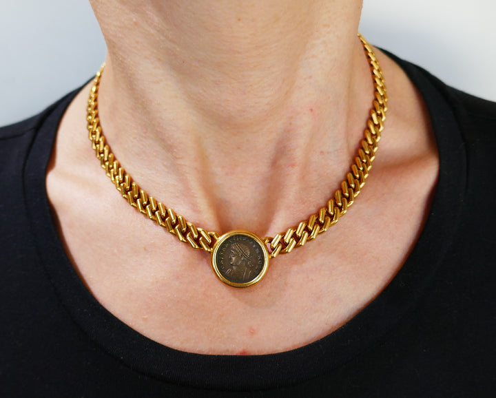 Bvlgari Monete Ancient Coin Pendant Chain Necklace Bulgari