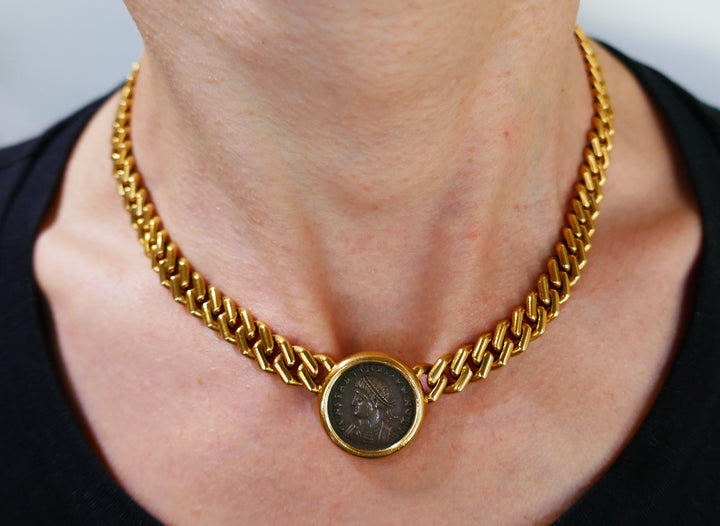 Bvlgari Monete Ancient Coin Pendant Chain Necklace Bulgari