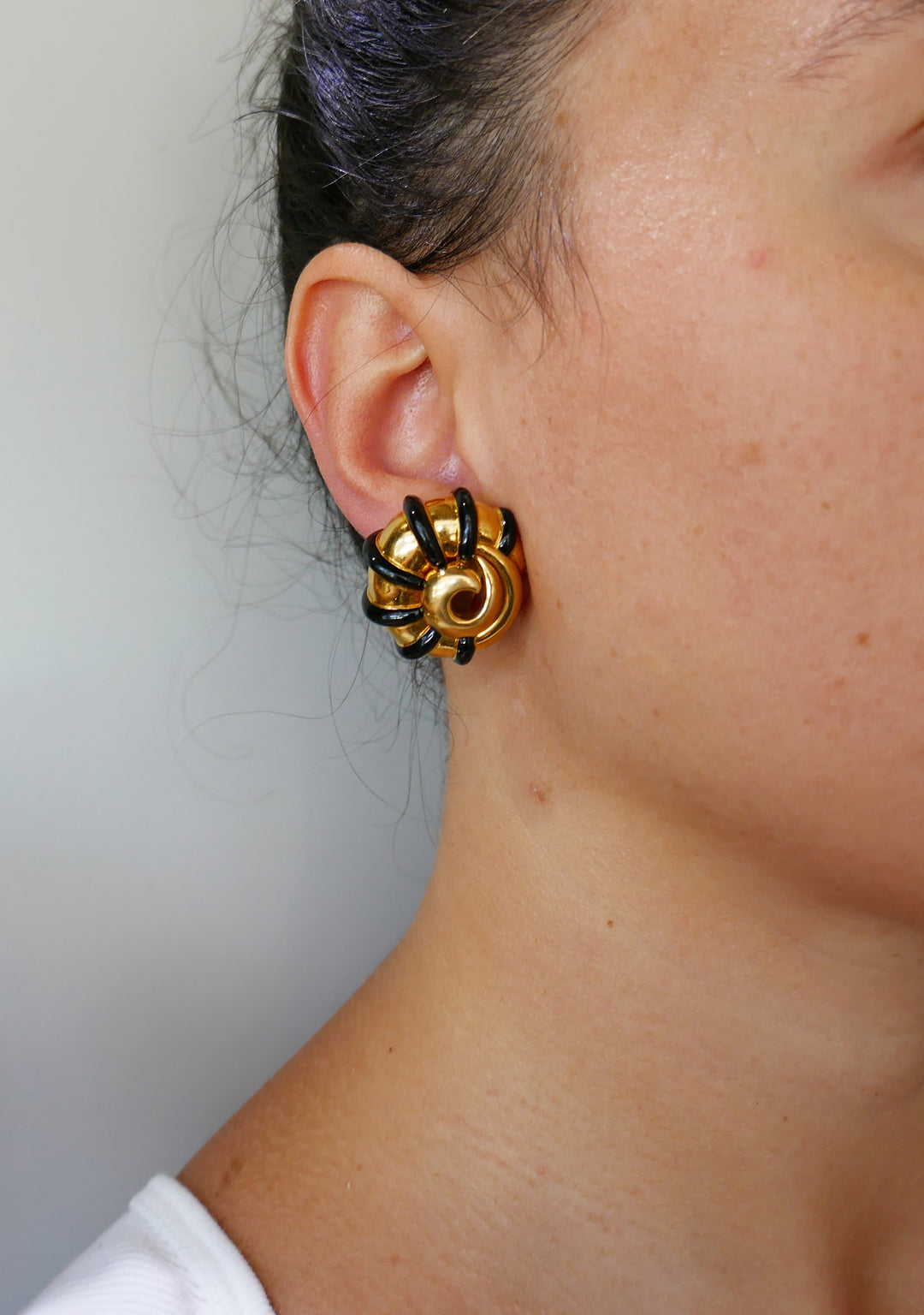 M. Cooperman Enamel Yellow Gold Snail Earrings