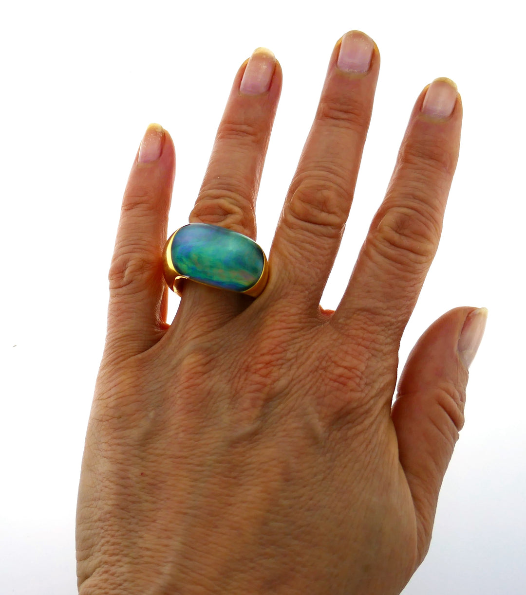 Vhernier Bisquit Yellow Gold Ring with Mother of Pearl and Rock Crystal