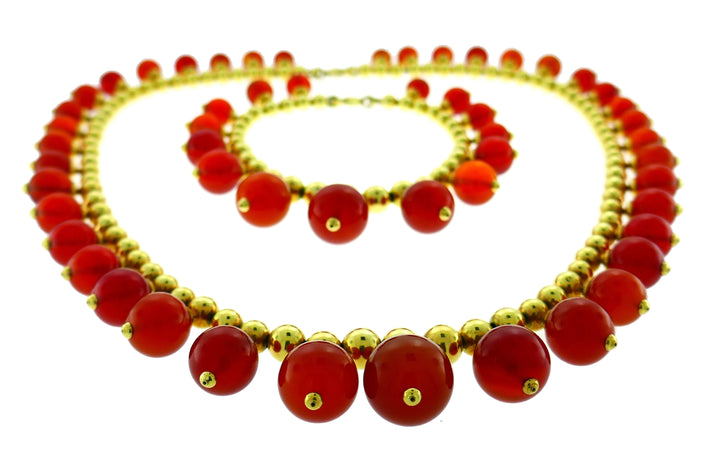 Tiffany & Co. Carnelian Gold Necklace Bracelet Set