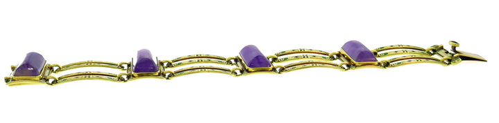 Art Nouveau Bracelet Amethyst Enamel 14k Gold