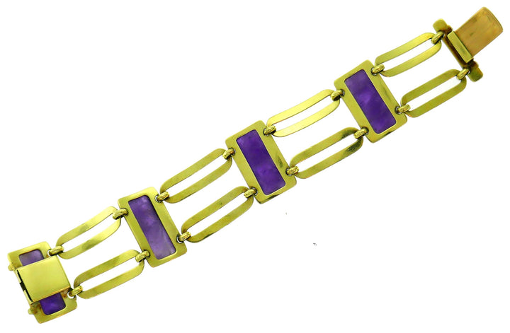 Art Nouveau Bracelet Amethyst Enamel 14k Gold