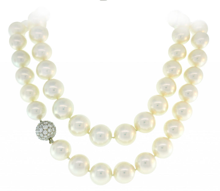 Tiffany & Co. Pearl Strand Necklace with Diamond Platinum Clasp, Opera Length