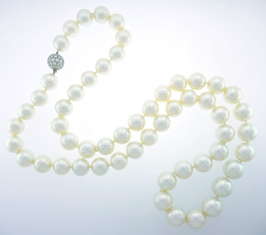 Tiffany & Co. Pearl Strand Necklace with Diamond Platinum Clasp, Opera Length