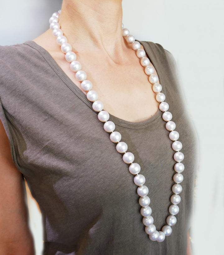 Tiffany & Co. Pearl Strand Necklace with Diamond Platinum Clasp, Opera Length