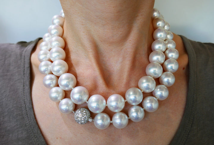 Tiffany & Co. Pearl Strand Necklace with Diamond Platinum Clasp, Opera Length