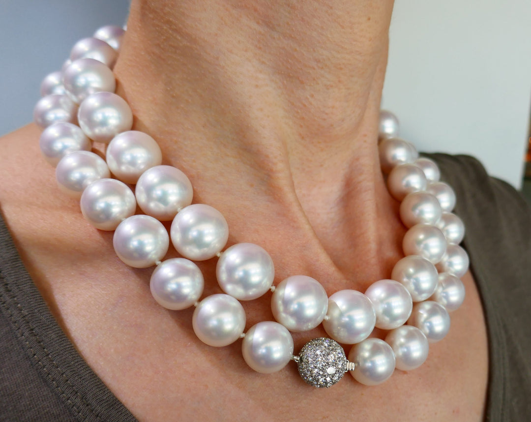 Tiffany & Co. Pearl Strand Necklace with Diamond Platinum Clasp, Opera Length