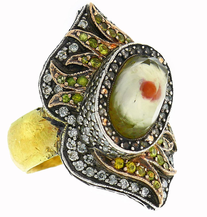 Sevan Bicakci Silver Yellow Gold Ring with Gemstones