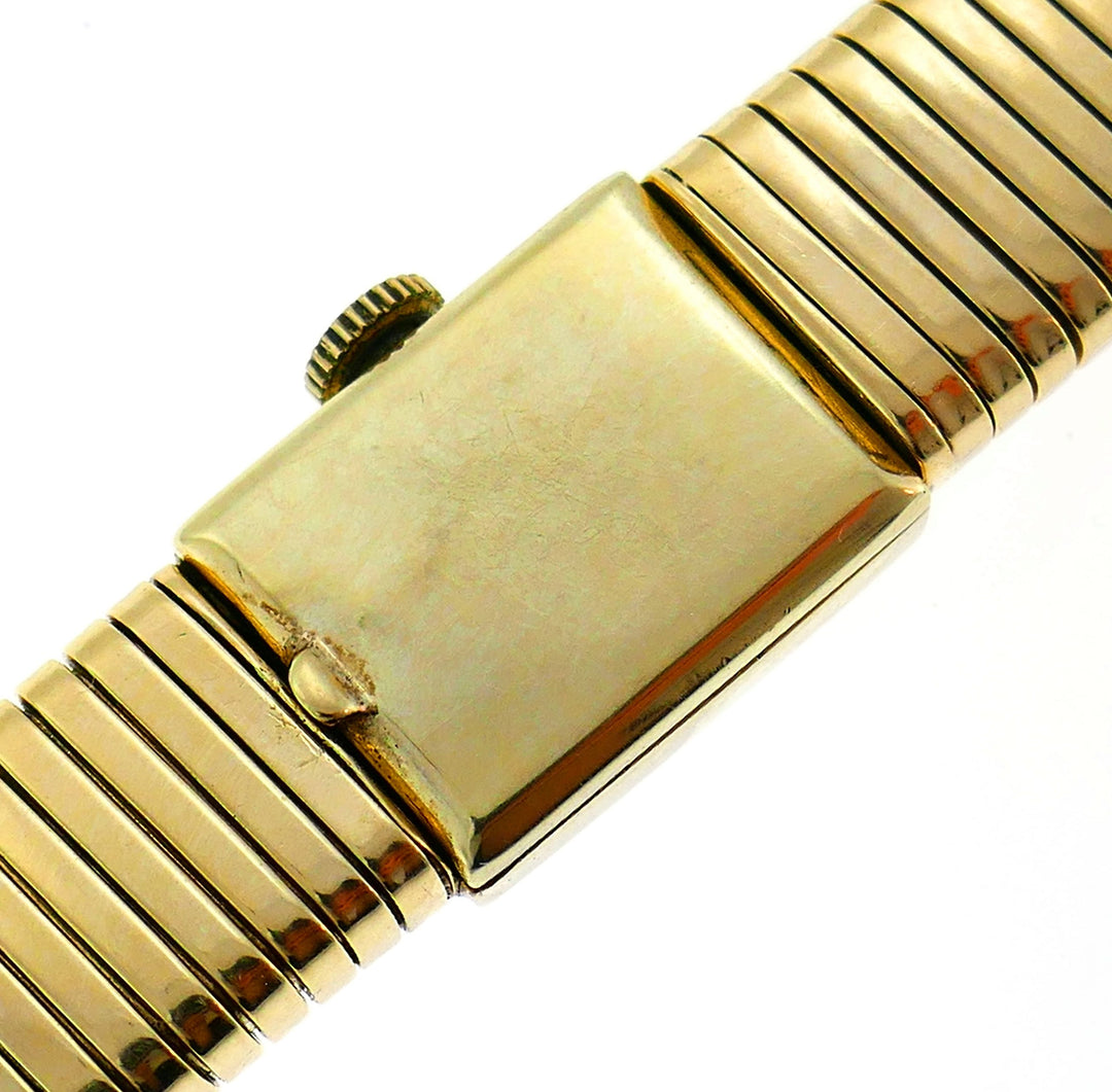 Yellow Gold Tubogas Retro Watch Wrap Bracelet by Neiman Marcus, 1950s