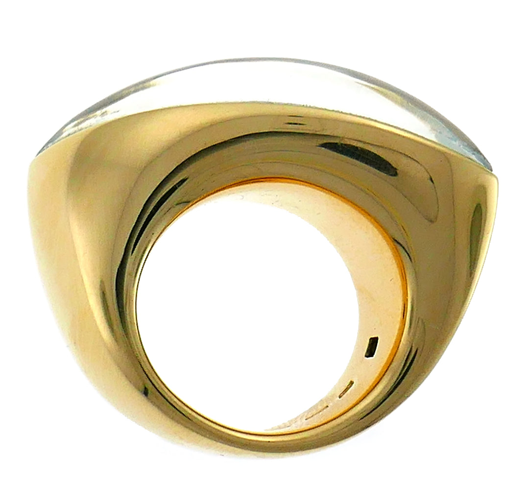 Vhernier Fuseau Yellow Gold Ring with Mother of Pearl and Rock Crystal