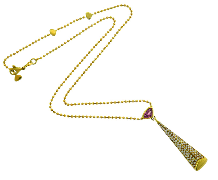 Marina B Yellow Gold Pendant Necklace with Pink Tourmaline and Diamond