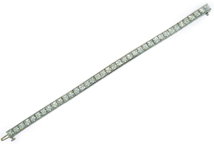 Diamond Platinum Tennis Bracelet 1960s Straight Line