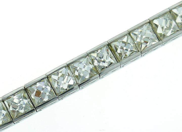 Diamond Platinum Tennis Bracelet 1960s Straight Line