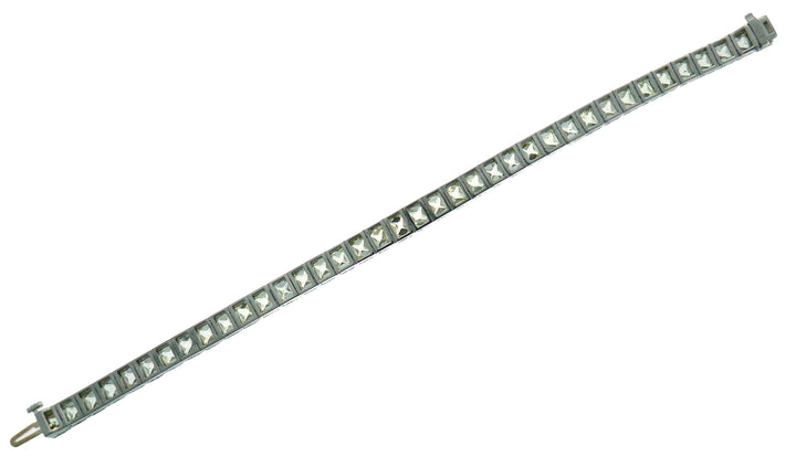 Diamond Platinum Tennis Bracelet 1960s Straight Line