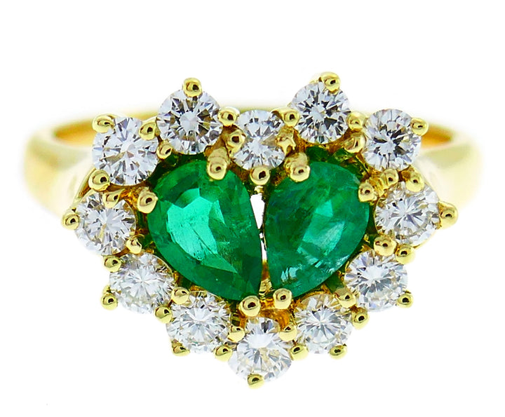 Graff Emerald Diamond Yellow Gold Heart Ring