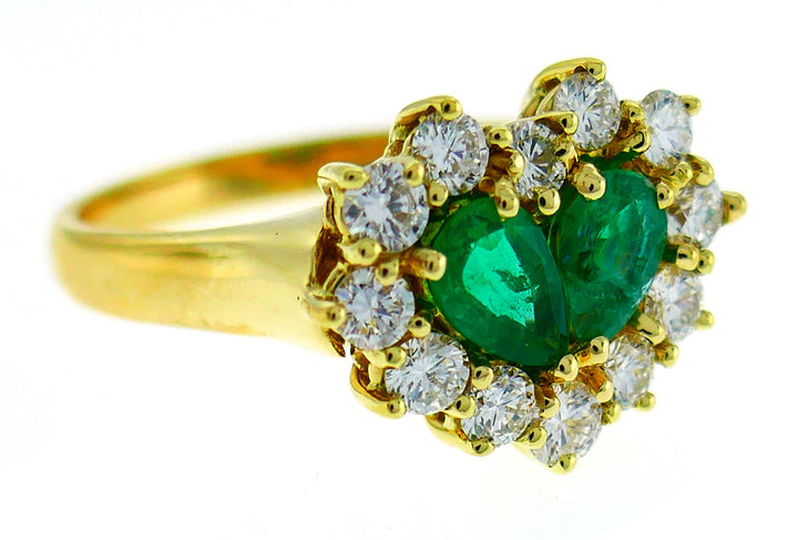 Graff Emerald Diamond Yellow Gold Heart Ring