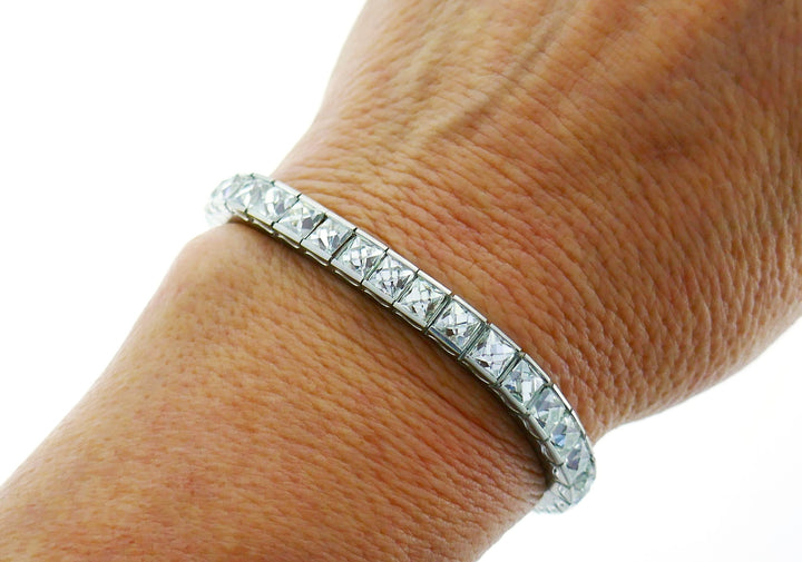 Diamond Platinum Tennis Bracelet 1960s Straight Line