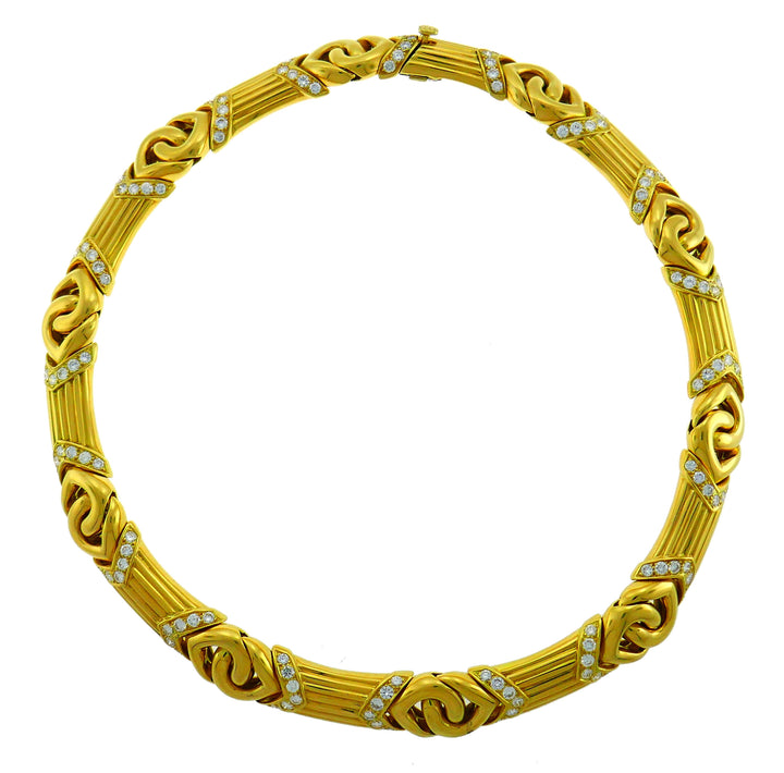 Bvlgari Diamond Yellow Gold Necklace, 1980s Bulgari