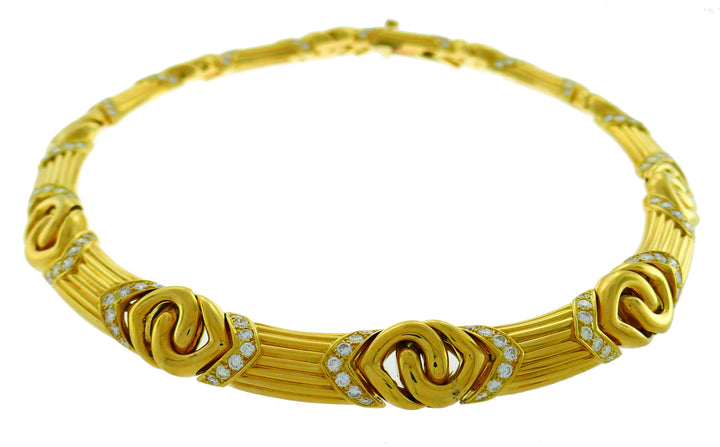 Bvlgari Diamond Yellow Gold Necklace, 1980s Bulgari