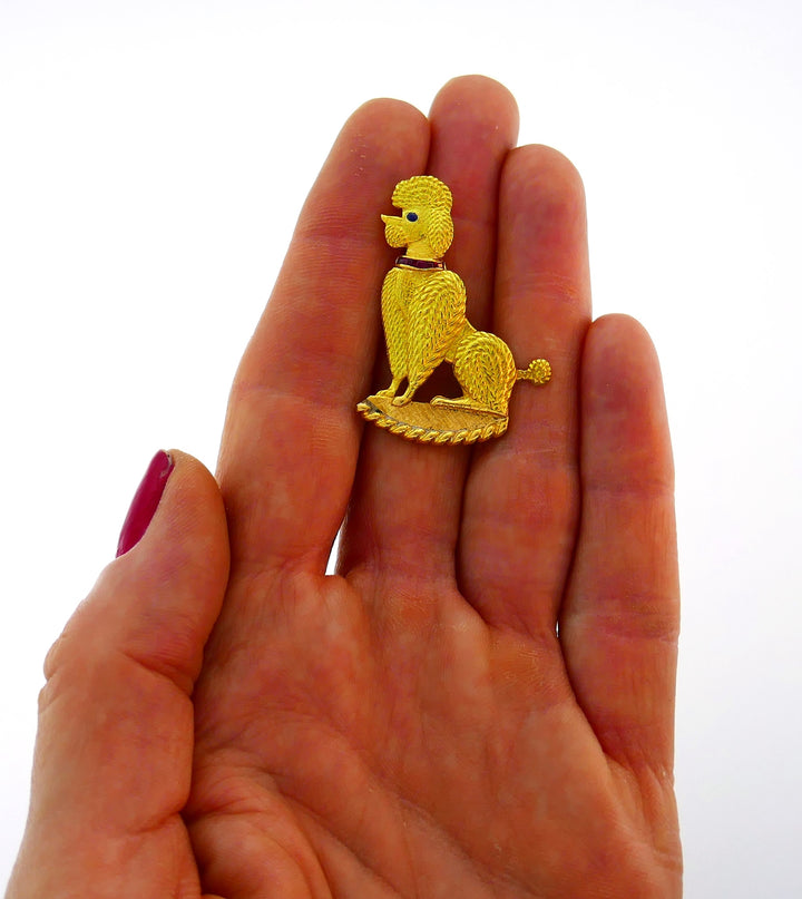 Vintage Cartier Poodle Clip Pin Brooch 18k Yellow Gold