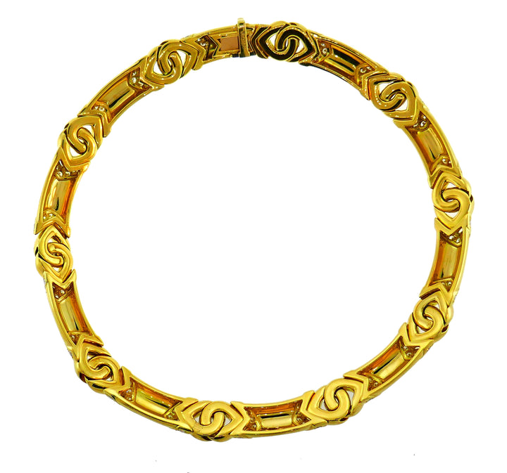 Bvlgari Diamond Yellow Gold Necklace, 1980s Bulgari