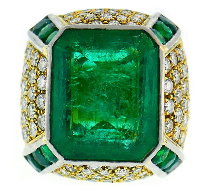 Emerald Diamond Yellow Gold Ring