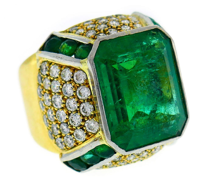 Emerald Diamond Yellow Gold Ring