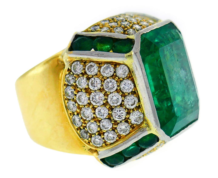 Emerald Diamond Yellow Gold Ring