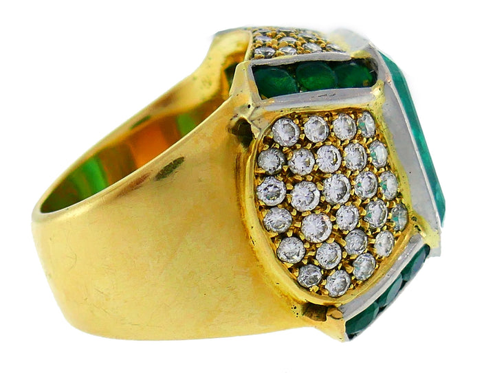 Emerald Diamond Yellow Gold Ring