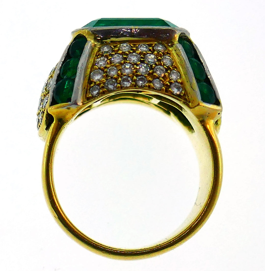 Emerald Diamond Yellow Gold Ring