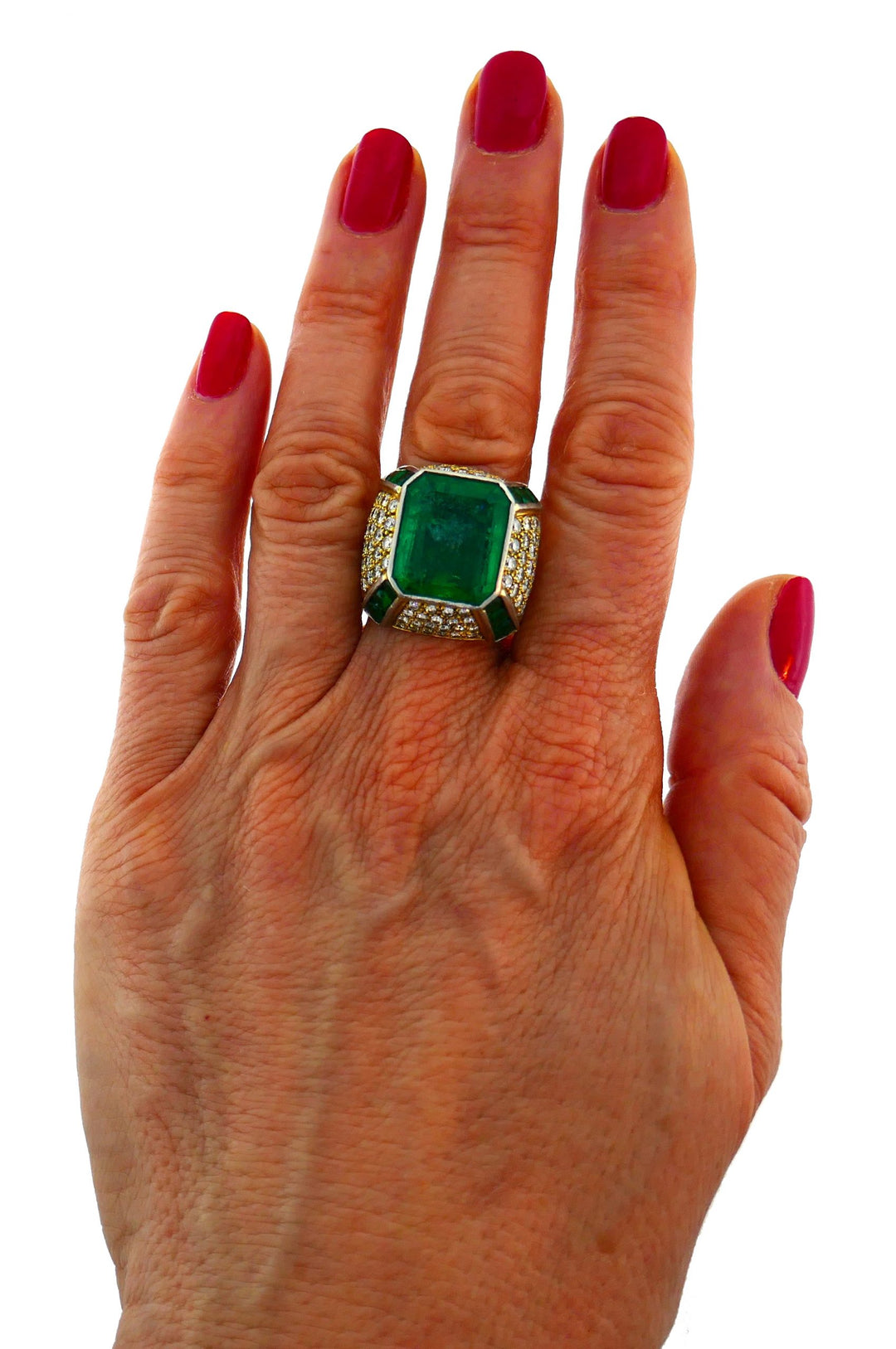 Emerald Diamond Yellow Gold Ring