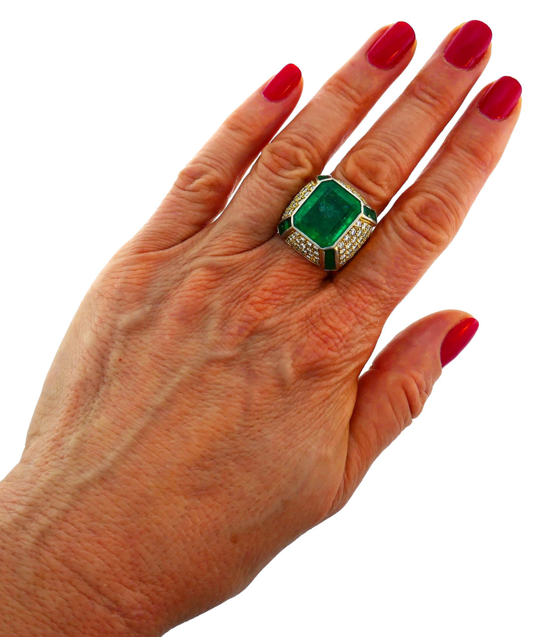 Emerald Diamond Yellow Gold Ring