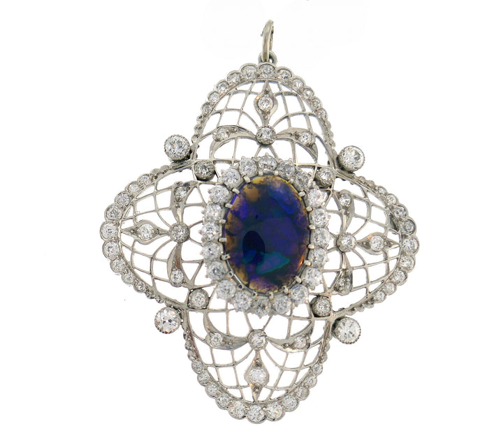 Bailey Banks & Biddle Opal Diamond Platinum Pendant Edwardian, 1910s