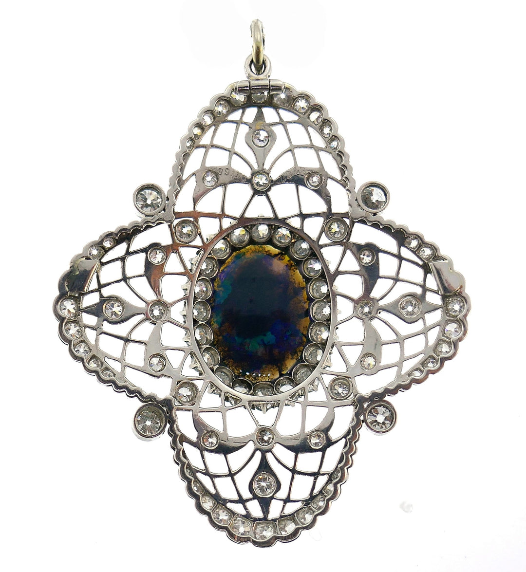 Bailey Banks & Biddle Opal Diamond Platinum Pendant Edwardian, 1910s