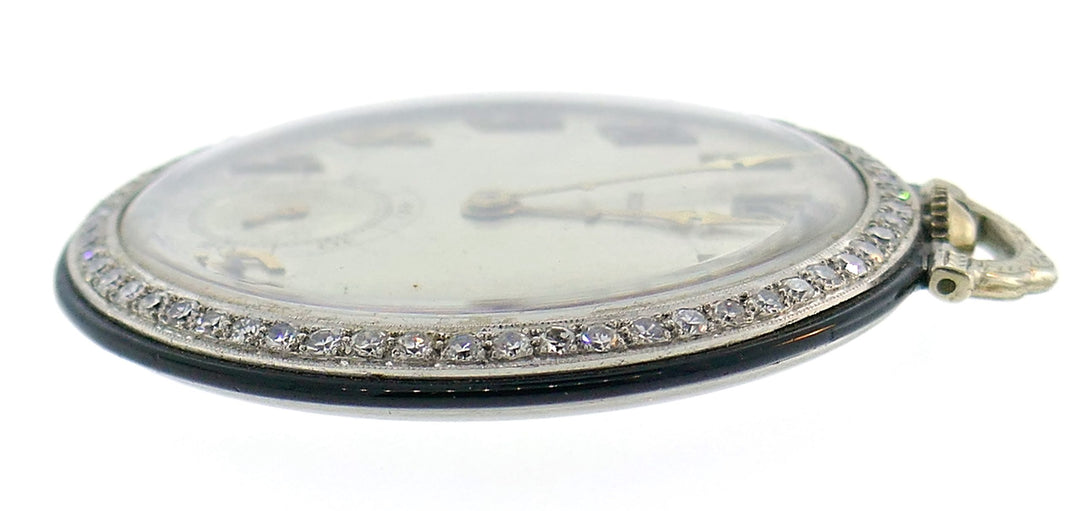 Art Deco Bulova Diamond Platinum Watch Pendant