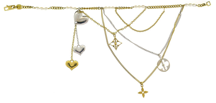 Louis Vuitton Gold Seed Pearl Chain Charm Bracelet