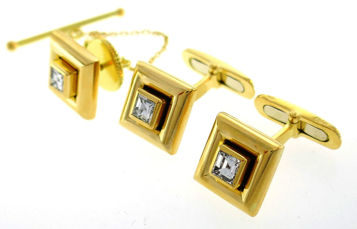 Chaumet Vintage Cufflinks and Stud Set 18k Gold Diamond