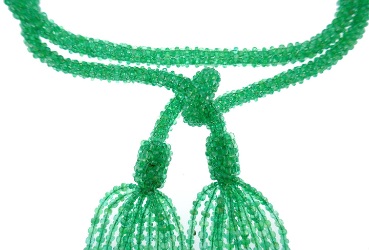 Emerald Bead Strand Tussle Sautoir Necklace