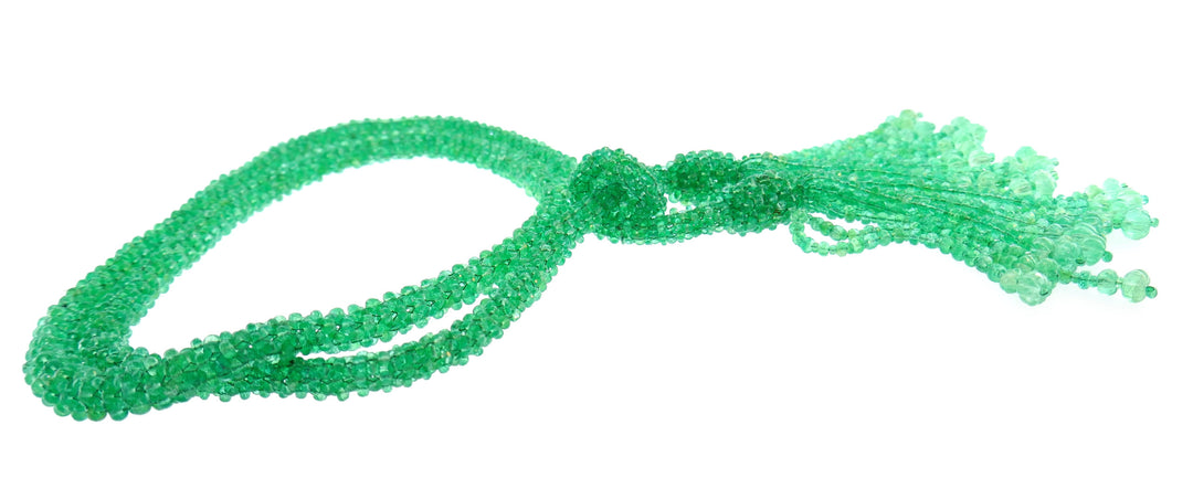 Emerald Bead Strand Tussle Sautoir Necklace